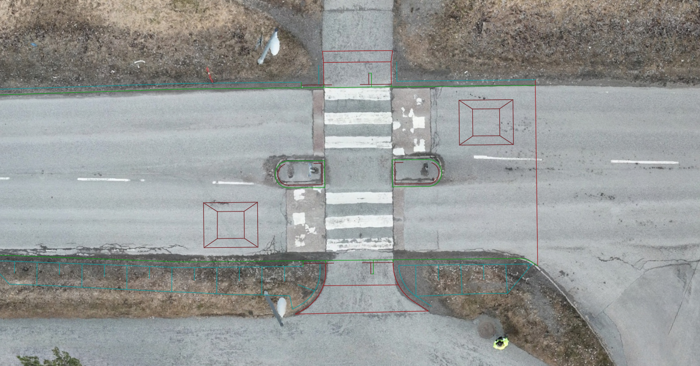 Aerial image of a road crossing