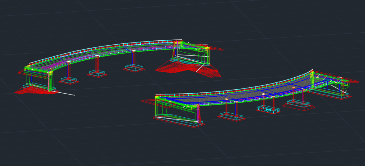 3D bridge model with structural elements