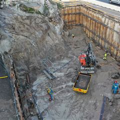 Aerial view of an excavation at FSE 215